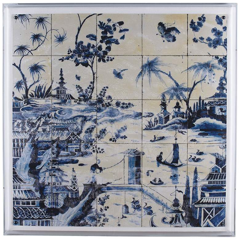 Image 1 Delft Tile I 30 inch Square Shadow Box Giclee Canvas Wall Art