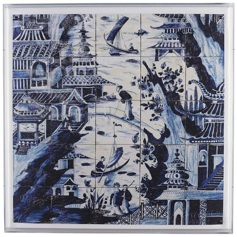 Image 1 Delft Tile II 30 inch Square Shadow Box Giclee Canvas Wall Art
