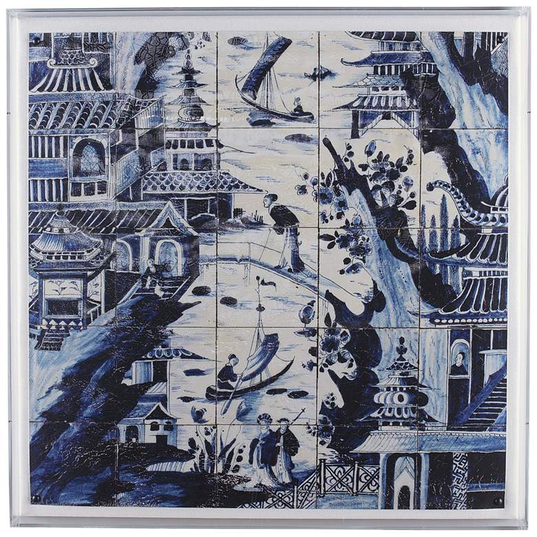 Image 1 Delft Tile II 30" Square Shadow Box Giclee Canvas Wall Art