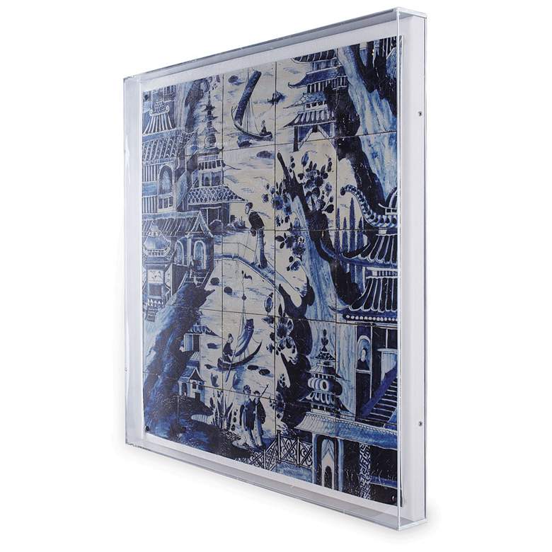 Image 3 Delft Tile II 30" Square Shadow Box Giclee Canvas Wall Art more views