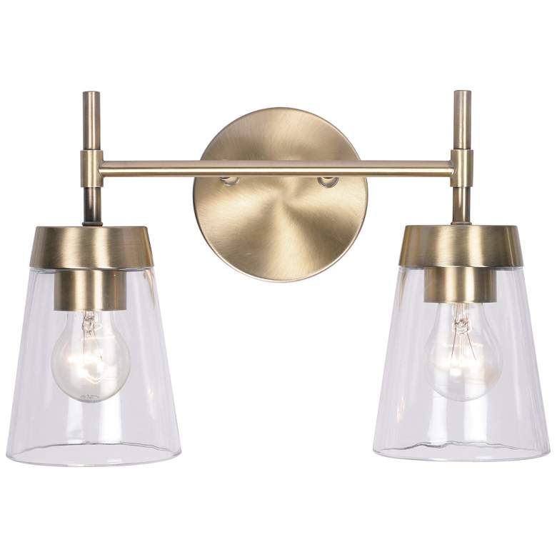 Image 1 Delgado 14.76" Wide 2-Light Antique Brass Vanity Light