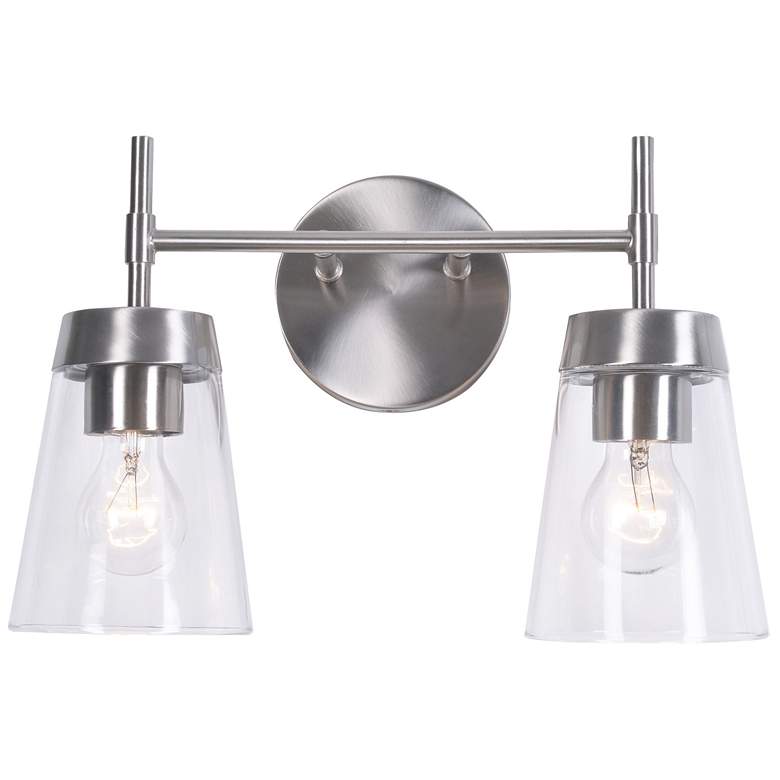 Image 1 Delgado 14.76" Wide 2-Light Brushed Steel Vanity Light