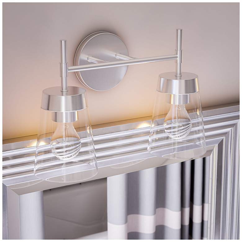 Image 4 Delgado 14.76" Wide 2-Light Brushed Steel Vanity Light more views