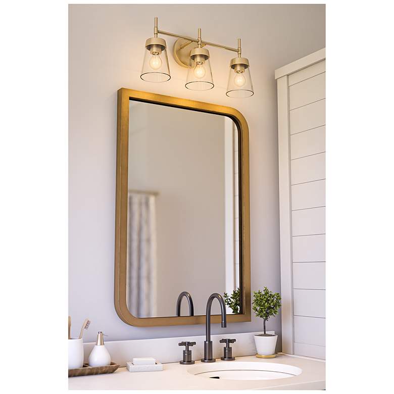 Image 4 Delgado 20.86" Wide 3-Light Antique Brass Vanity Light more views