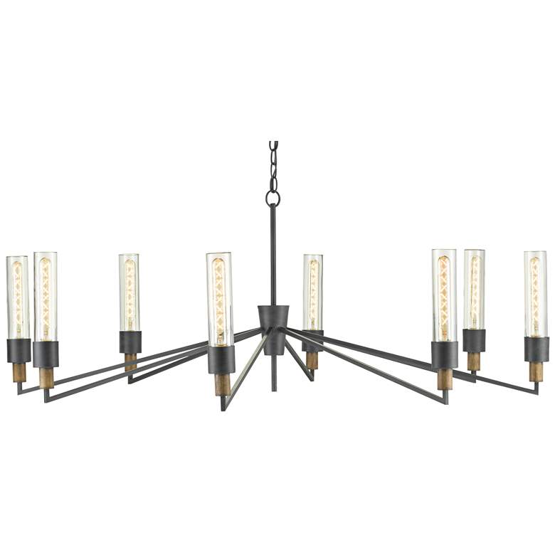 Image 2 Delgado 51 3/4 inch Wide Antique Black Wood 8-Light Chandelier