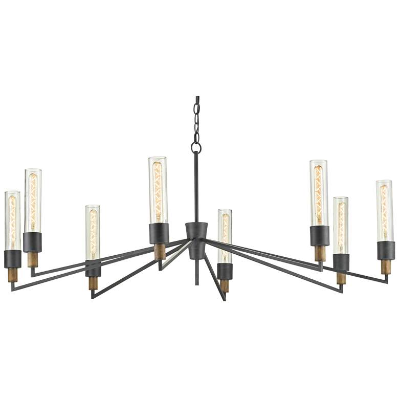 Image 3 Delgado 51 3/4 inch Wide Antique Black Wood 8-Light Chandelier more views