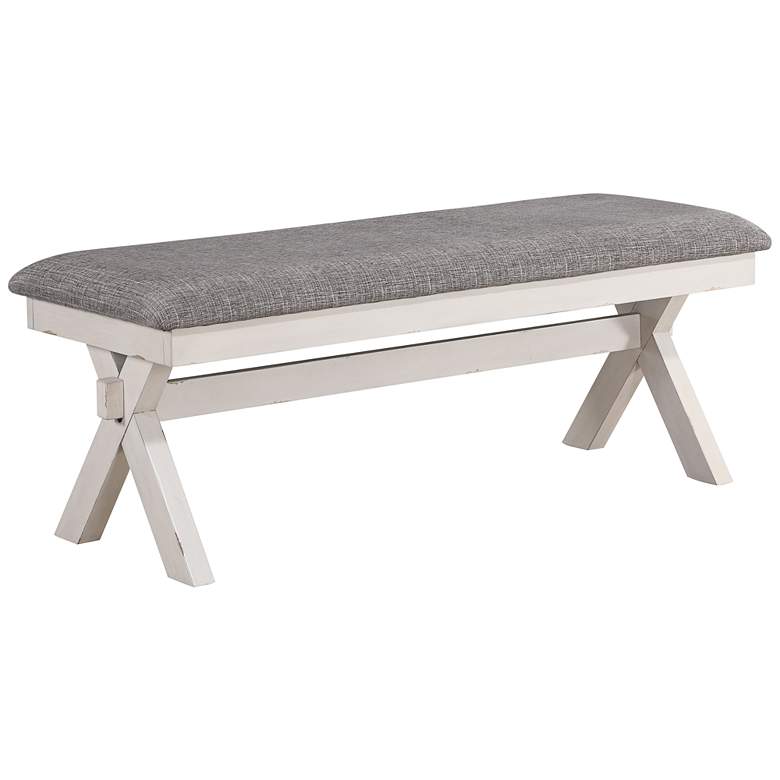 Image 2 Delgasa 48" Wide White and Gray X-Cross Dining Bench