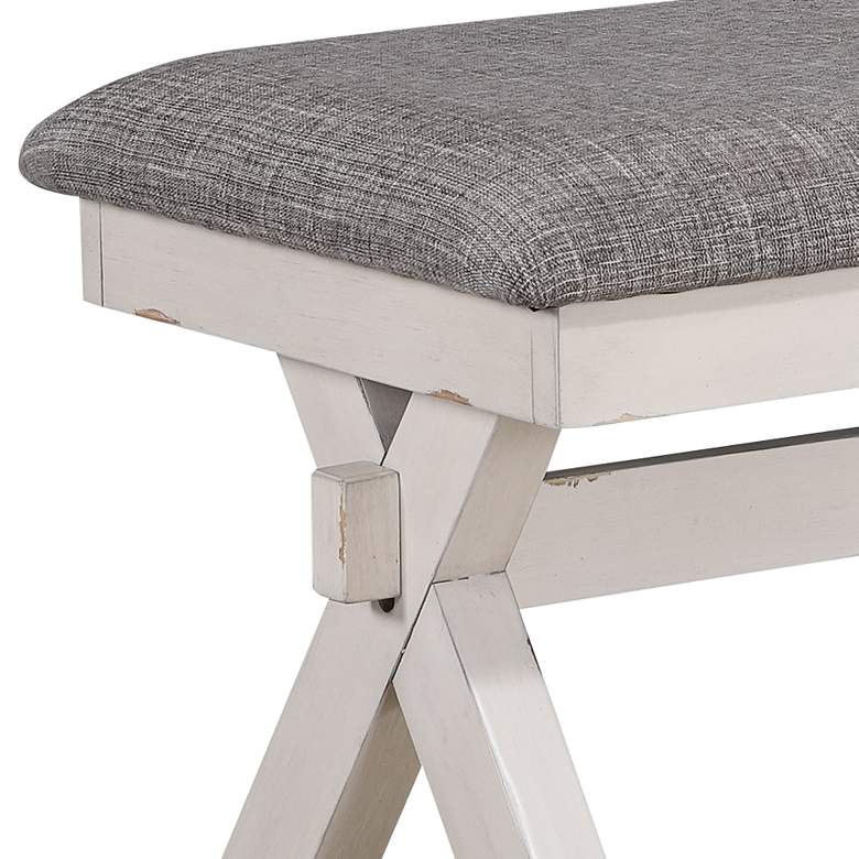 Image 3 Delgasa 48 inch Wide White and Gray X-Cross Dining Bench more views