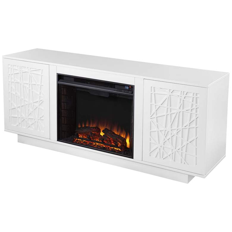 Image 2 Delgrave 60" Wide White 2-Door LED Electric Fireplace