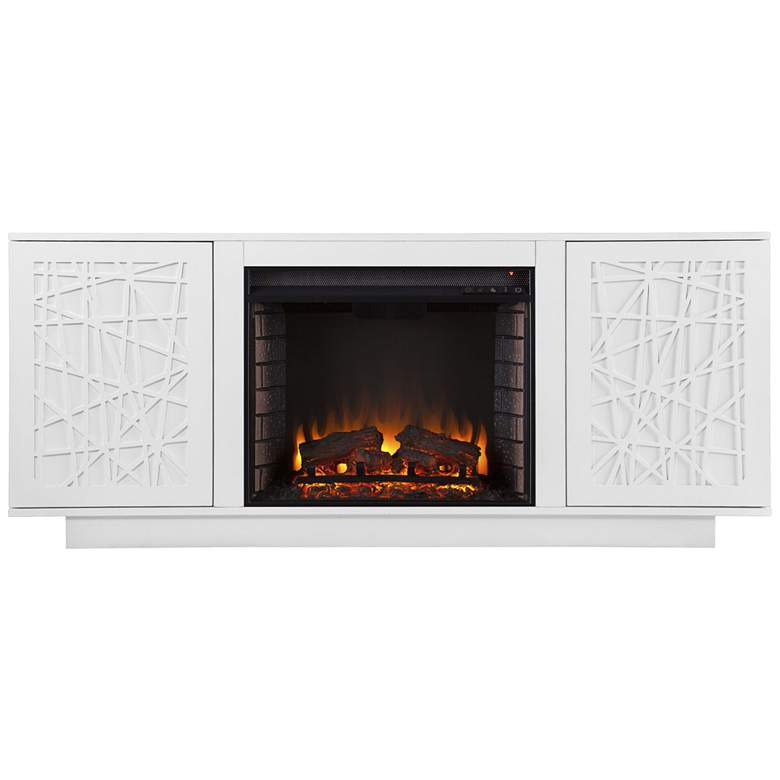 Image 5 Delgrave 60" Wide White 2-Door LED Electric Fireplace more views