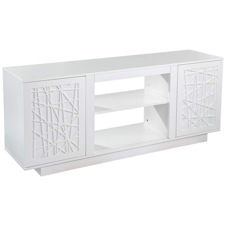 Image 2 Delgrave 60" Wide White Wood 2-Door Media Cabinet