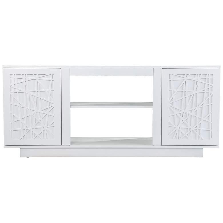 Image 4 Delgrave 60" Wide White Wood 2-Door Media Cabinet more views