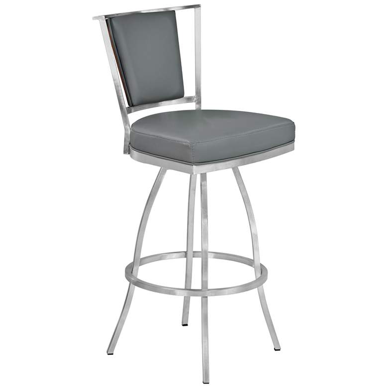 Image 1 Delhi 30" Gray Faux Leather Swivel Barstool