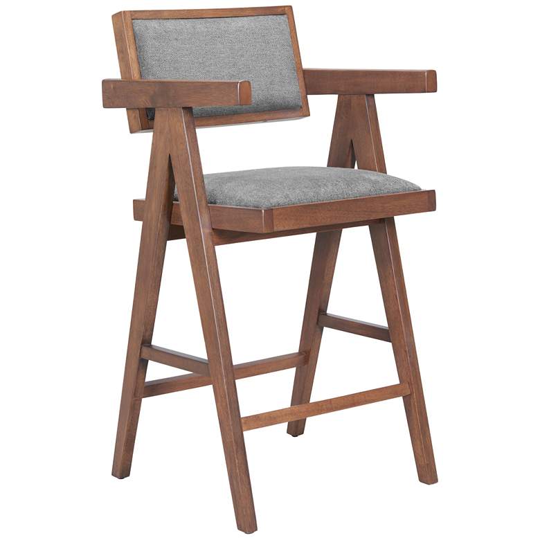 Image 1 Delhi Counter Stool (Set of 2) Gray & Walnut