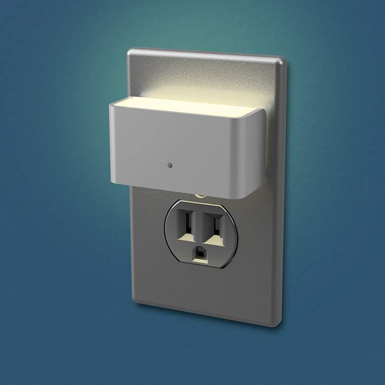 Image 2 Deli 2 1/4" Wide Satin Nickle Dusk to Dawn LED Night Light more views