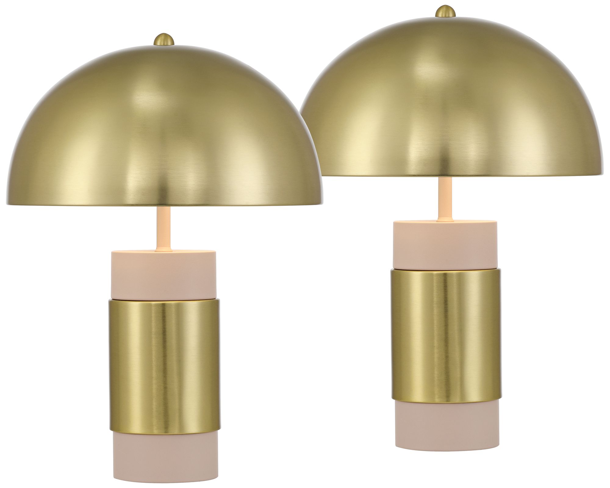 Image 2 Delia 16" High Antique Brass Mushroom Accent Table Lamp Set of 2