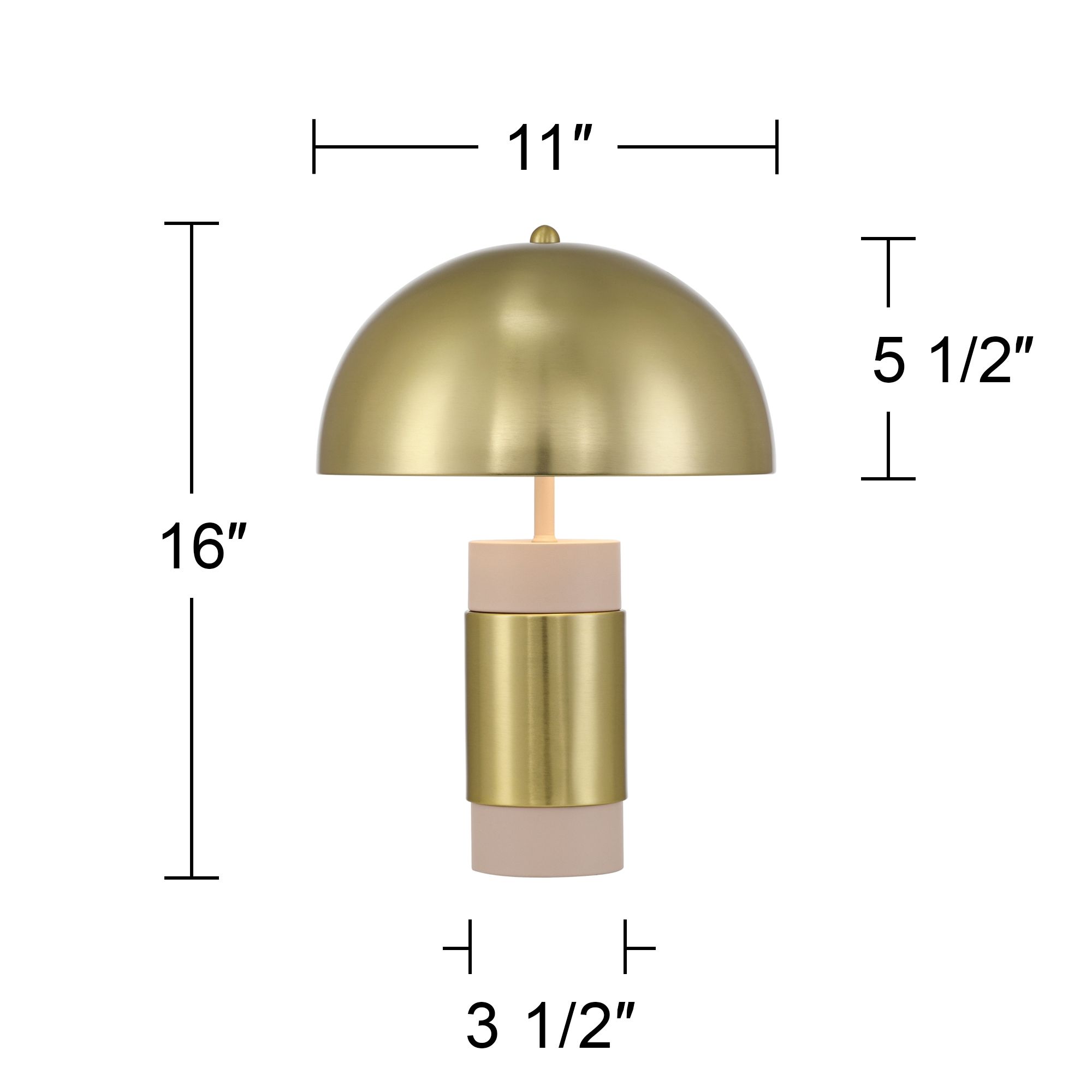 Delia 16" High Antique Brass Mushroom Accent Table Lamp with Dimmer