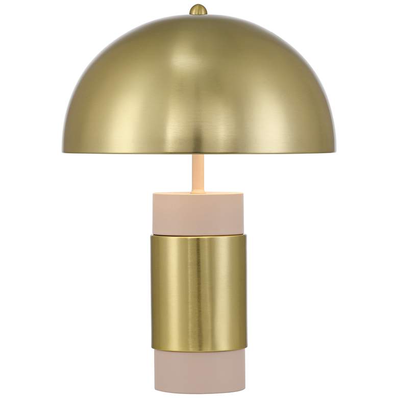 Image 2 Delia 16" High Antique Brass Mushroom Accent Table Lamp