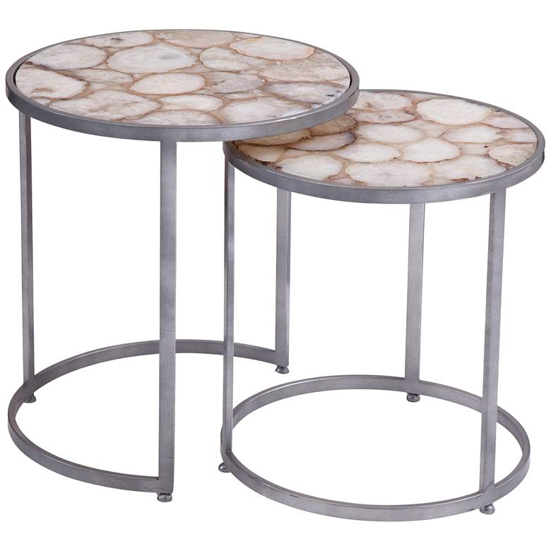 Image 1 Delia 20" Silver and Agate Bunching Accent Table