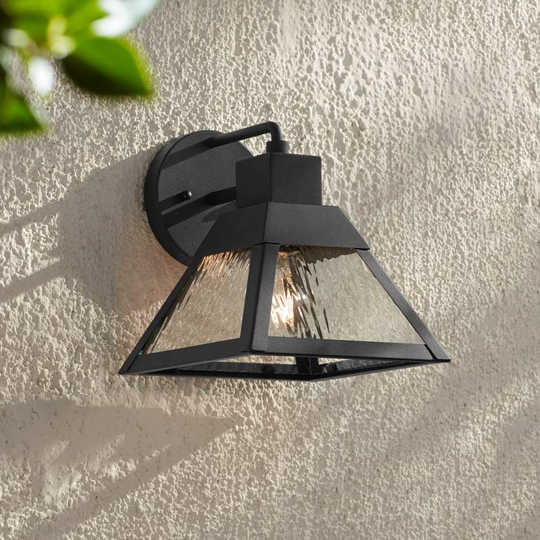 Image 1 Delia 9 1/4" High Textured Black Outdoor Wall Light