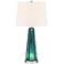 Delia Blue Art Glass Table Lamp with Night Light