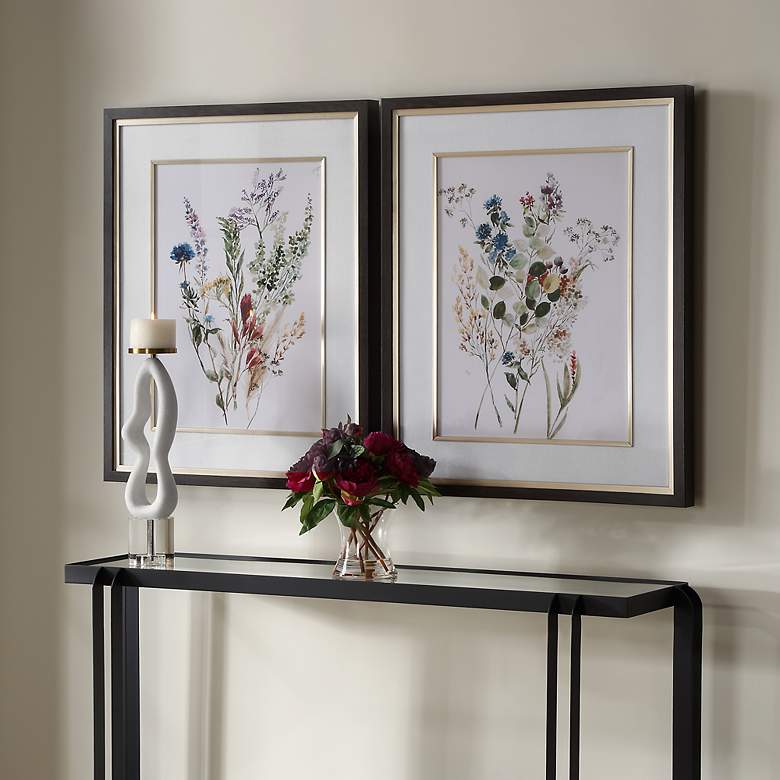 Image 3 Delicate Flowers 2-Piece Framed Wall Art Set more views
