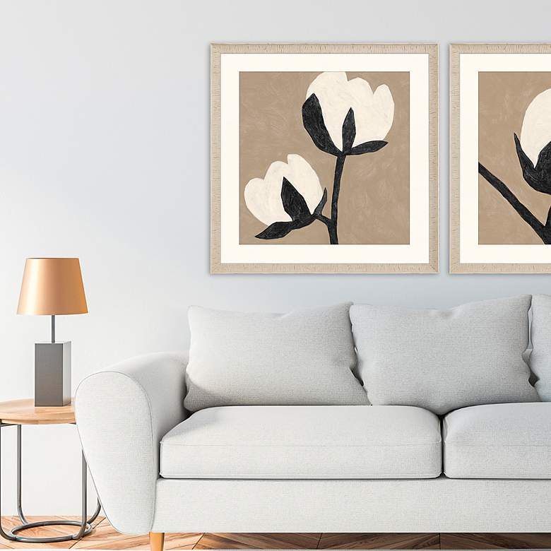 Image 4 Delicate Sketch Duet 33" Square Framed Giclee Wall Art more views