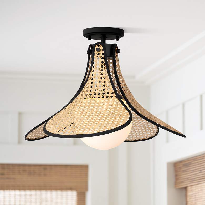 Image 1 Delilah 1-Light Matte Black Semi-Flush Mount Light