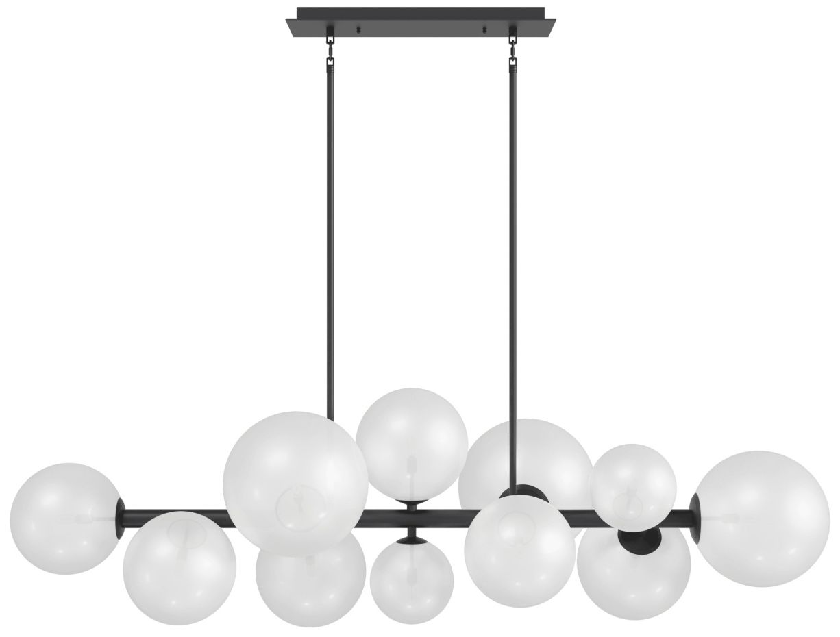 Delilah 12-Light 58"W Chandelier in Black/White Glass