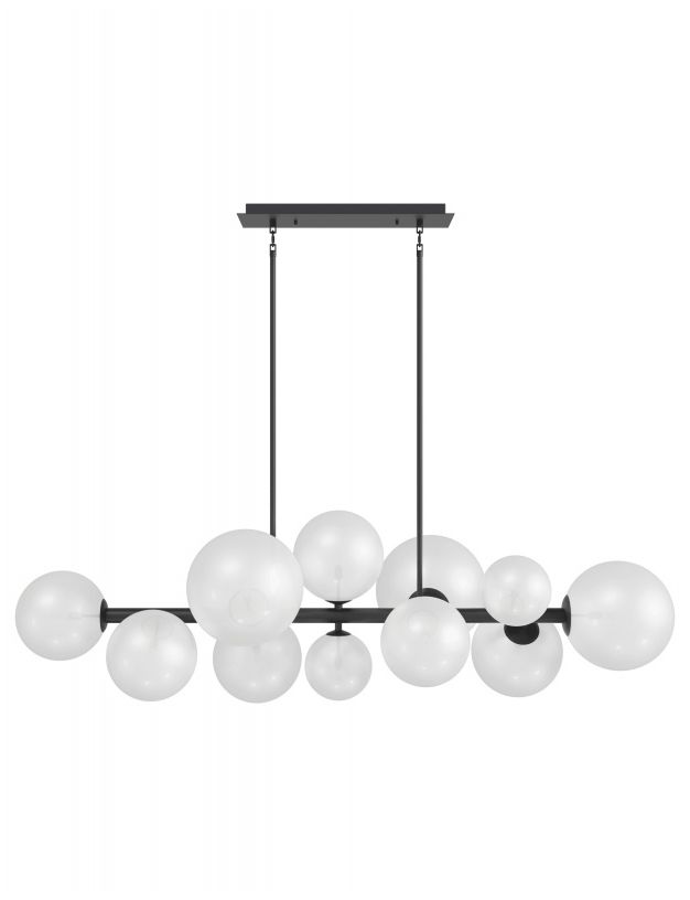 Image 2 Delilah 12-Light 58"W Chandelier in Black/White Glass more views