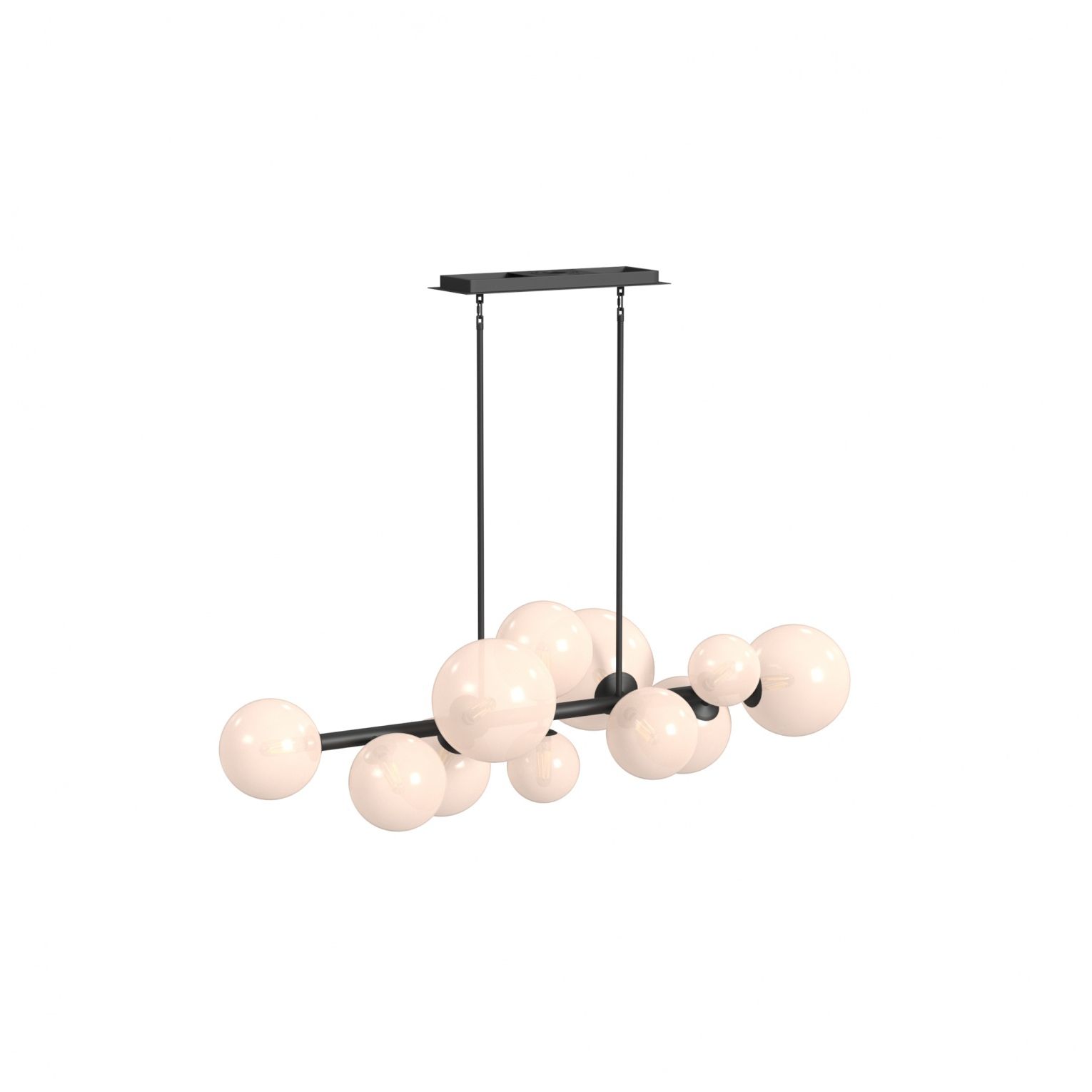 Image 3 Delilah 12-Light 58"W Chandelier in Black/White Glass more views