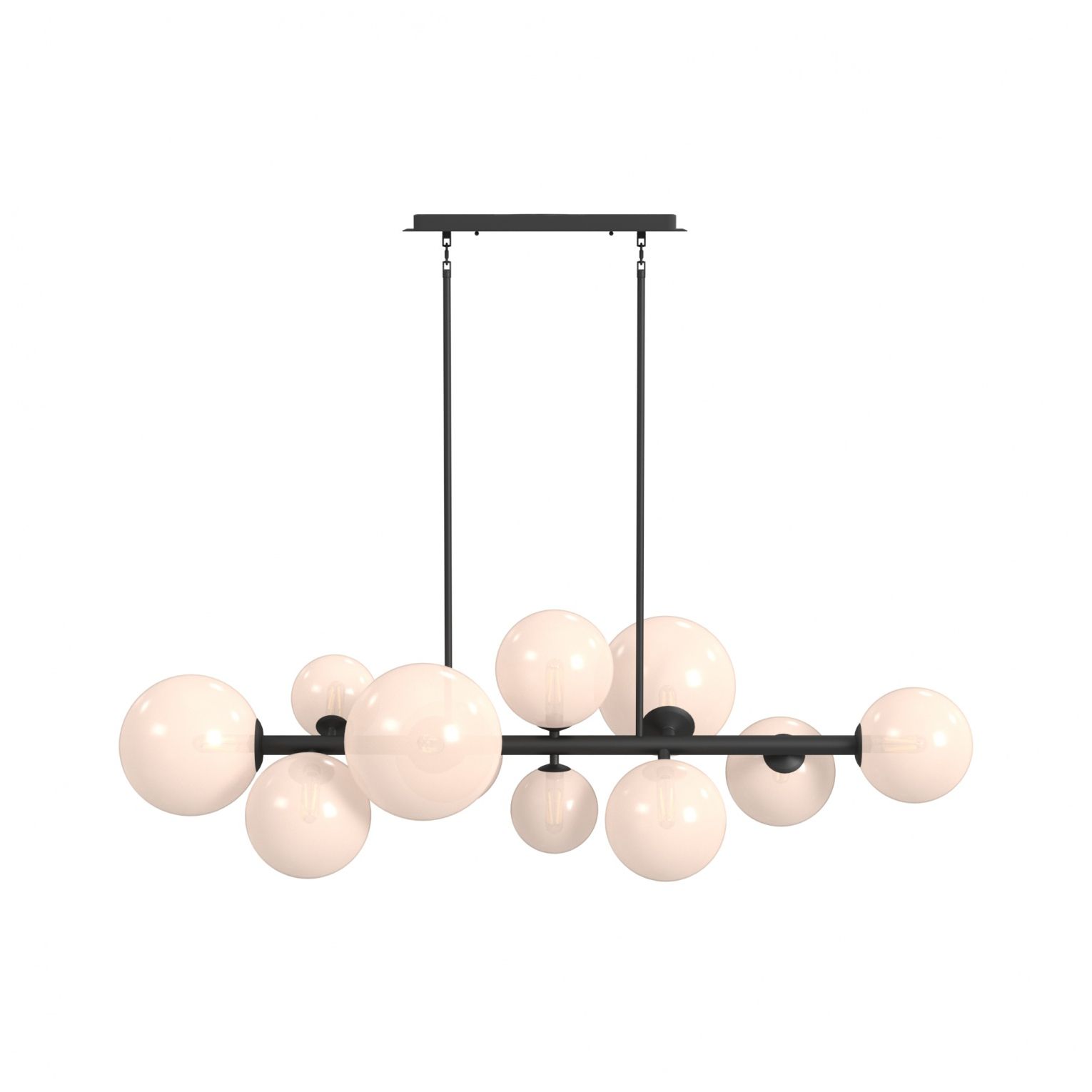 Image 4 Delilah 12-Light 58"W Chandelier in Black/White Glass more views