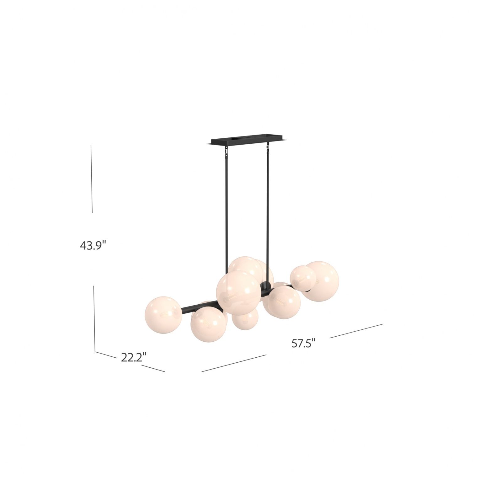 Image 5 Delilah 12-Light 58"W Chandelier in Black/White Glass more views