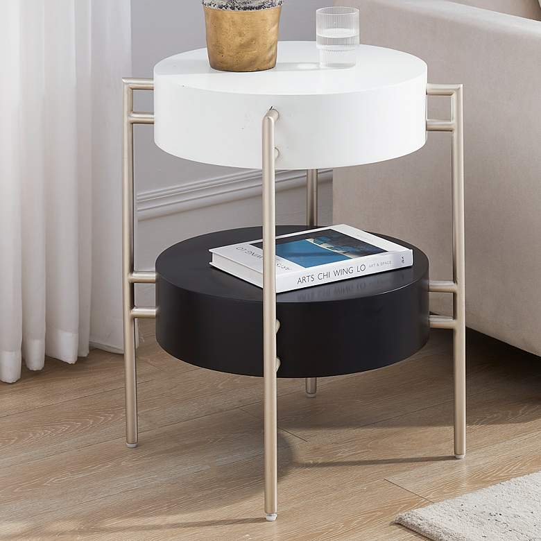 Image 1 Delilah 23 inch Wide Champagne 2-Tier End Table