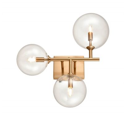 Thumbnail2 of Delilah 3-Light 18"W Wall Sconce in Aged Brass/Clear Glass more views