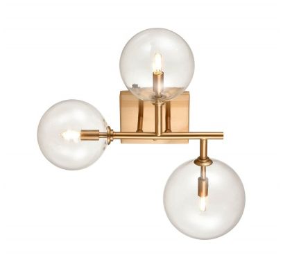 Thumbnail3 of Delilah 3-Light 18"W Wall Sconce in Aged Brass/Clear Glass more views