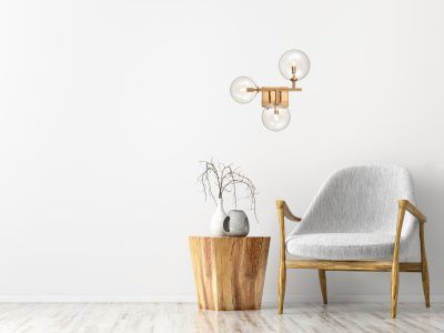 Thumbnail4 of Delilah 3-Light 18"W Wall Sconce in Aged Brass/Clear Glass more views