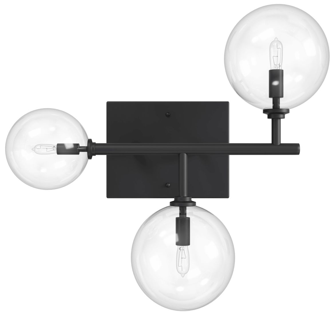 Delilah 3-Light 18"W Wall Sconce in Black/Clear Glass