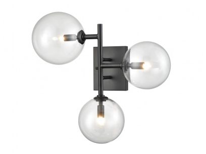 Image 2 Delilah 3-Light 18"W Wall Sconce in Black/Clear Glass more views