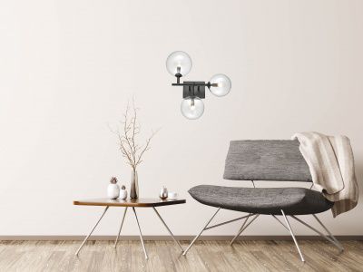 Image 3 Delilah 3-Light 18"W Wall Sconce in Black/Clear Glass more views