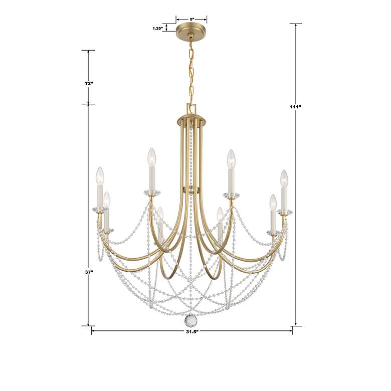 Image 5 Delilah 31 1/2" Wide Aged Brass 8-Light Chandelier more views