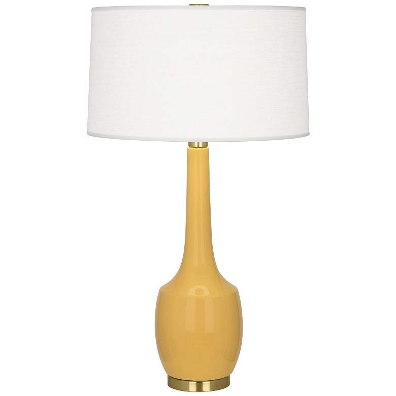 Image 1 Delilah 34.31" High Antique Brass And Yellow Table Lamp