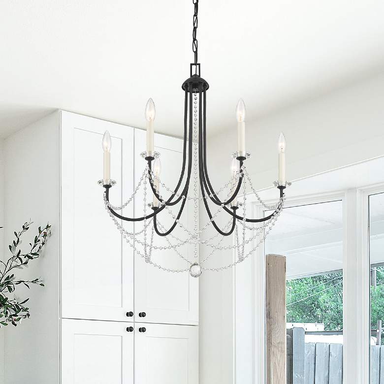 Image 2 Delilah 6 Light Matte Black Chandelier