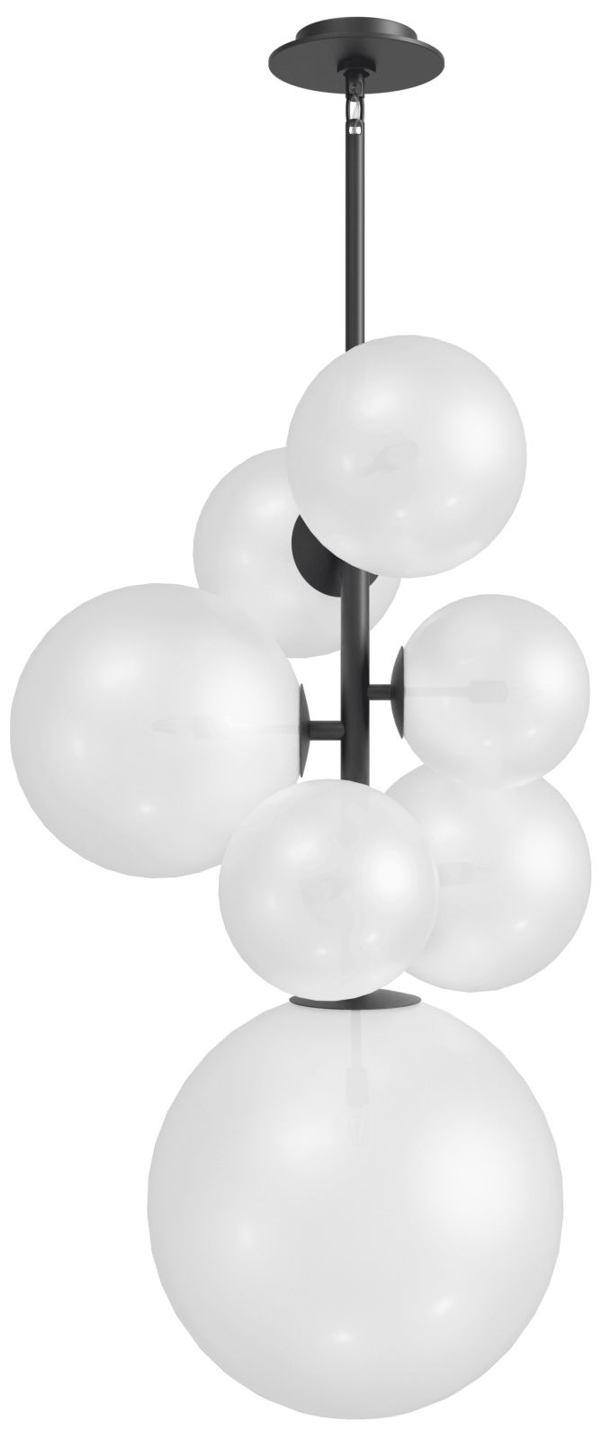 Delilah 7-Light 25"W Chandelier in Black/White Glass