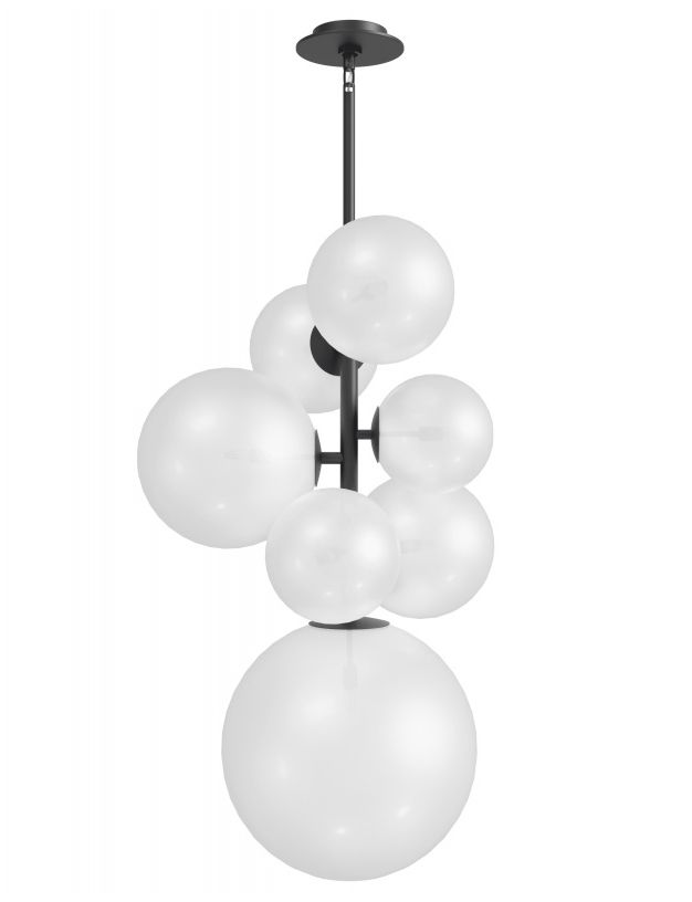 Image 2 Delilah 7-Light 25"W Chandelier in Black/White Glass more views