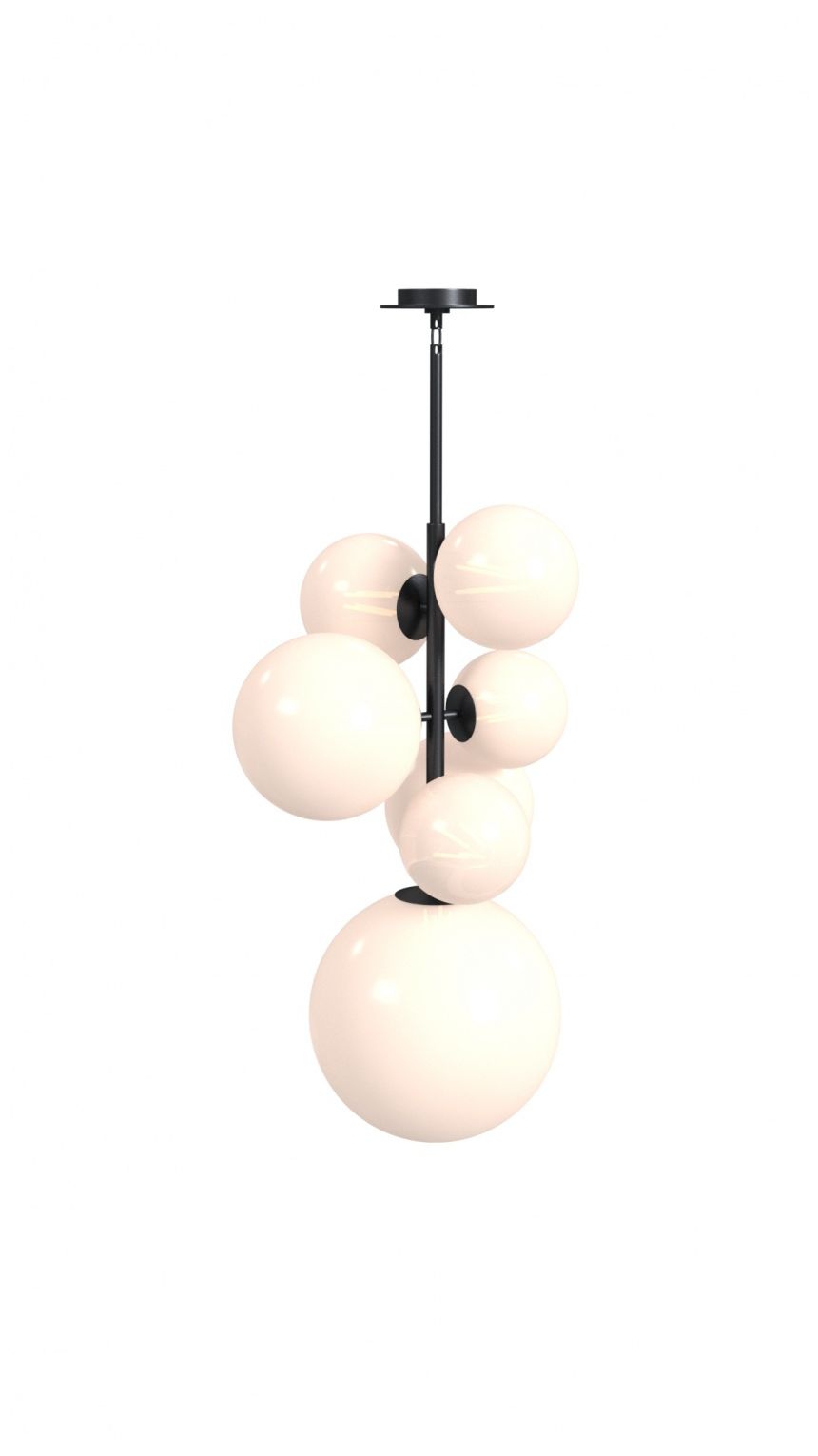 Image 3 Delilah 7-Light 25"W Chandelier in Black/White Glass more views