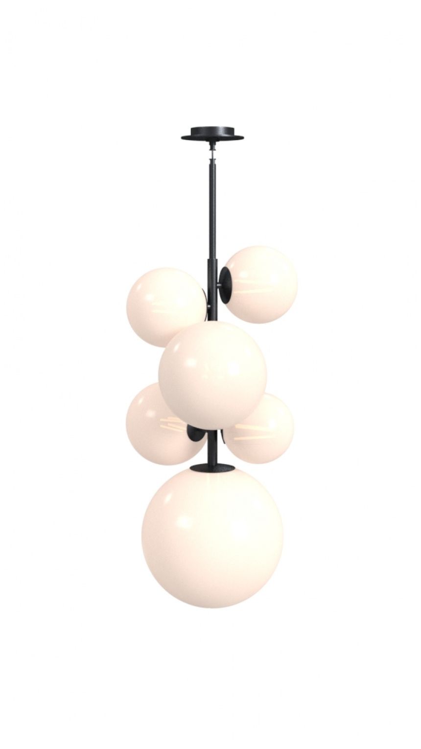 Image 4 Delilah 7-Light 25"W Chandelier in Black/White Glass more views