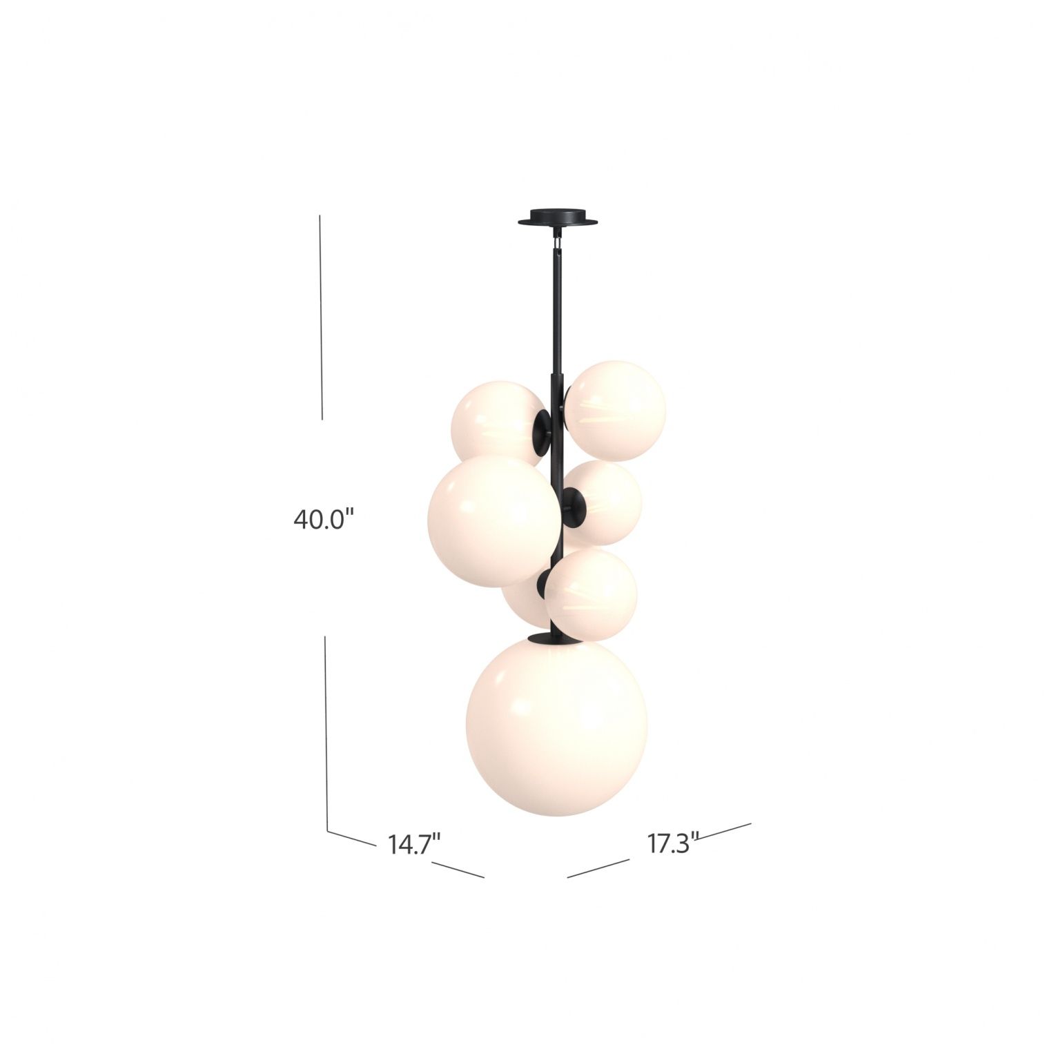 Image 5 Delilah 7-Light 25"W Chandelier in Black/White Glass more views