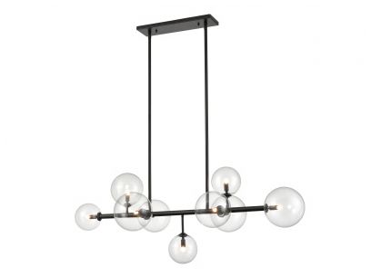 Image 2 Delilah 9-Light 51"W Chandelier in Black/Clear Glass more views
