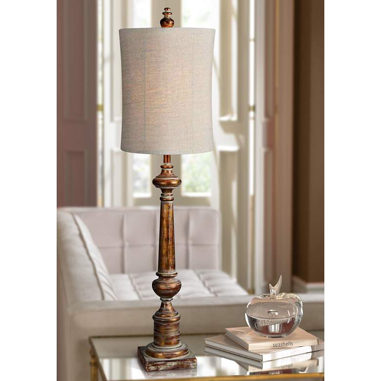 Image 1 Delilah Aged Copper Oversize Candlestick Buffet Lamp